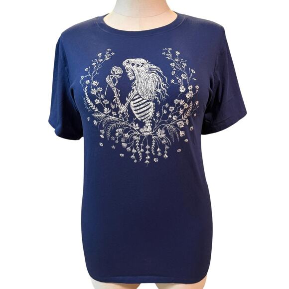 torrid Tops - Torrid 3 (3X 22/24) Skeleton Rose Flower Gothic Punk Medieval‎ Blue T Shirt New